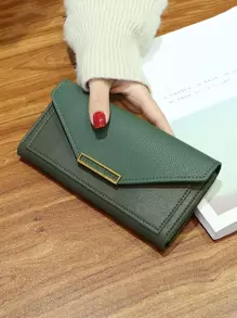 荔枝紋壓花翻蓋長款錢包