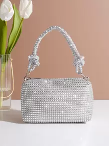 Borsa da sera mini portatile con decorazioni di strass - Borsetta da festa per signore, elegante pochette per abiti da sera, borsa versatile di moda