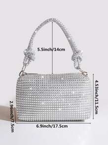 Borsa da sera mini portatile con decorazioni di strass - Borsetta da festa per signore, elegante pochette per abiti da sera, borsa versatile di moda