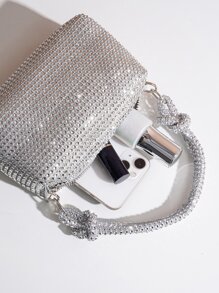 Borsa da sera mini portatile con decorazioni di strass - Borsetta da festa per signore, elegante pochette per abiti da sera, borsa versatile di moda