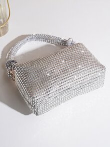 Borsa da sera mini portatile con decorazioni di strass - Borsetta da festa per signore, elegante pochette per abiti da sera, borsa versatile di moda