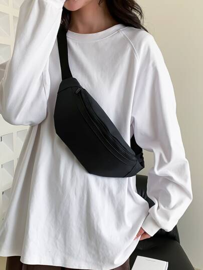 Fashionable Unisex Waist Bag, Korean Style Sling Chest Bag, Suitable For Cycling, Running, Sports