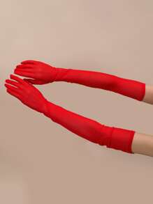 1 đôi Găng tay dài tới khuỷu tay bằng ren gợi cảm cho nữ Xuân/Hè, dùng để biểu diễn trên sân khấu hoặc dự tiệc - Đỏ - Xem 1