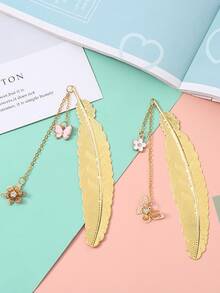 1 pieza Marcador de libro con mariposa & con diseño de pluma