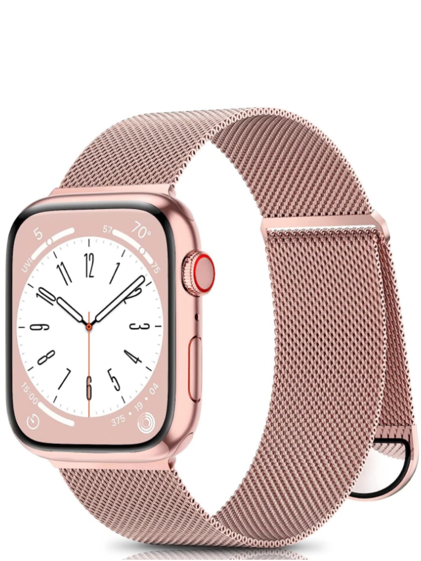 金属表带兼容 Apple Watch 表带，38 毫米 40 毫米 41 毫米 42 毫米 44 毫米 45 毫米 49 毫米，男女皆宜，可调节磁性米兰尼斯不锈钢网状替换表带兼容 Apple Watch Ultra 系列，S10 9 8 7 6 5 4 SE 3 2 1 - 粉色 - 查看 1