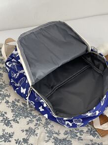 Mochila funcional con estampado de mariposa con accesorio de bolso - Azul - Ver 3