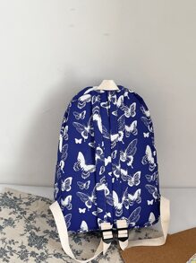 Mochila funcional con estampado de mariposa con accesorio de bolso - Azul - Ver 5