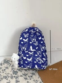 Mochila funcional con estampado de mariposa con accesorio de bolso - Azul - Ver 6