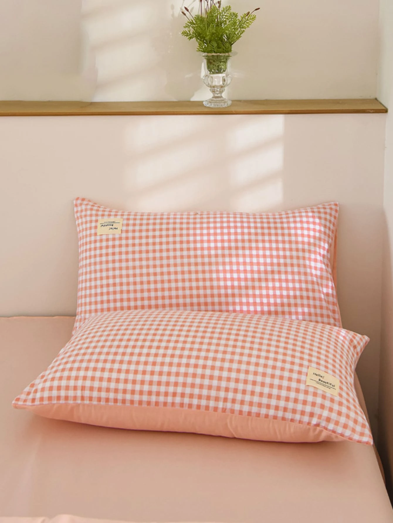 1入組格子圖案枕頭織物標籤裝飾床枕套 - 彩色 - 查看 1