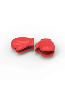 2pcs/set Mini Plastic Food Sealing Clip, Creative Red Glove Design Bag Clip For Home - Red - View 4