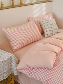1入組格子圖案枕頭織物標籤裝飾床枕套 - 彩色 - 查看 2