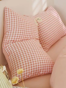 1入組格子圖案枕頭織物標籤裝飾床枕套 - 彩色 - 查看 3
