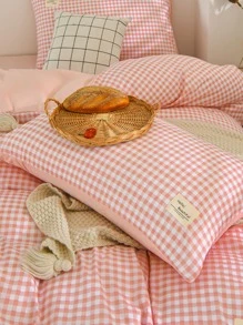 1入組格子圖案枕頭織物標籤裝飾床枕套 - 彩色 - 查看 5