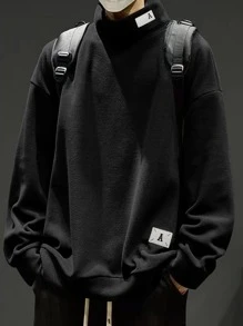 Manfinity Hypemode Lỏng lẻo phù hợp Nam Vá chữ cái Đồ trang trí Thả vai Áo nỉ - màu đen - Xem 1