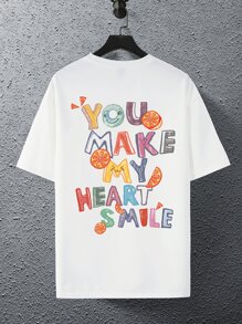 Claim Dot Men Slogan Graphic Drop Shoulder Oversized Tee - White - View 2