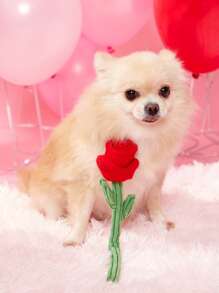 1pc Realistic Artificial Rose Flower, Quiet Interactive Toy For Small/Medium Dogs & Cats, Pet Companion For Daily Play, Suitable For Wedding Photography, Valentine's Day - Multicolor - View 4