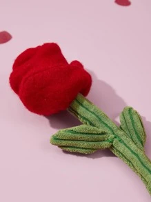 1pc Realistic Artificial Rose Flower, Quiet Interactive Toy For Small/Medium Dogs & Cats, Pet Companion For Daily Play, Suitable For Wedding Photography, Valentine's Day - Multicolor - View 6