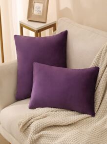 1pc Purple Cushion Cover, Simple Fabric Decorative Throw Pillow Case For Home - Violet Purple - View 1