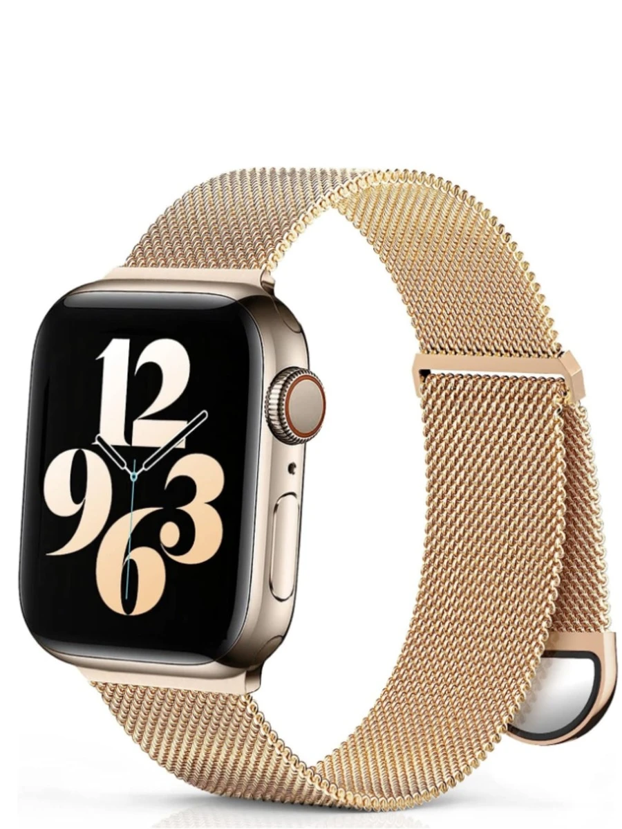 Metal Replacement Watch Band Compatible With Apple Watch 38mm 40mm 41mm 42mm 44mm 45mm 49mm, Women & Men, Adjustable Magnetic Milanese Stainless Steel Strap Compatible With Apple Watch Ultra Series 10 9 8 7 6 5 4 SE 3 2 1 - Rose Gold - View 1