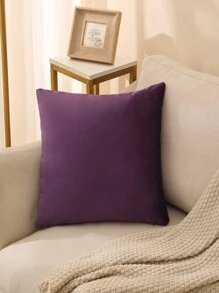 1pc Purple Cushion Cover, Simple Fabric Decorative Throw Pillow Case For Home - Violet Purple - View 2