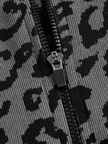 Yoga Trendy Áo Tees & Tanks  Thể thao Nữ Dây kéo In hoa Báo - Xám - Xem 8