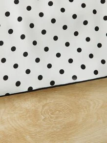 SHEIN Baby Girl Polka Dot Print Ruffle Trim Keyhole Back Contrast Binding Top - White - View 3