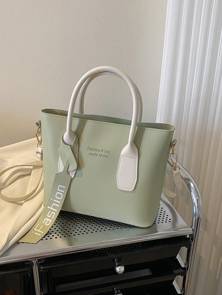 字母压纹方形包，送给妈妈的母亲节礼物 - 綠色 - 查看 1