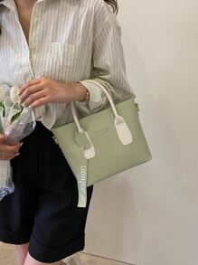 字母压纹方形包，送给妈妈的母亲节礼物 - 綠色 - 查看 2