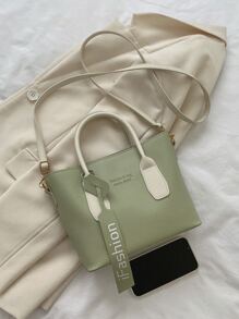 字母压纹方形包，送给妈妈的母亲节礼物 - 綠色 - 查看 4