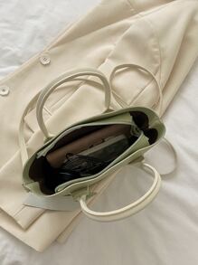 字母压纹方形包，送给妈妈的母亲节礼物 - 綠色 - 查看 6