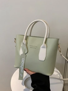 字母压纹方形包，送给妈妈的母亲节礼物 - 綠色 - 查看 7