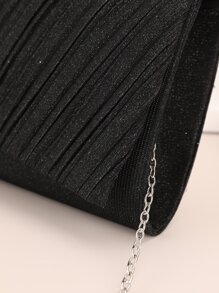 迷人、優雅、精緻、安靜奢華亮片、時尚、奢華、閃亮閃光翻蓋方形包晚宴包、晚餐包褶皺適合派對女孩、女士、新娘完美適合派對、婚禮、舞會、晚餐/宴會、雞尾酒 - 黑色 - 查看 6