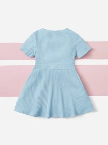 SHEIN Baby Ribbed Knit Twist Front Dress - Baby Blue - View 2