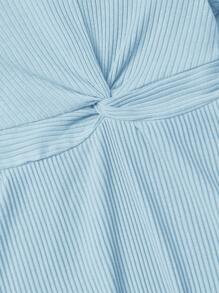 SHEIN Baby Ribbed Knit Twist Front Dress - Baby Blue - View 4
