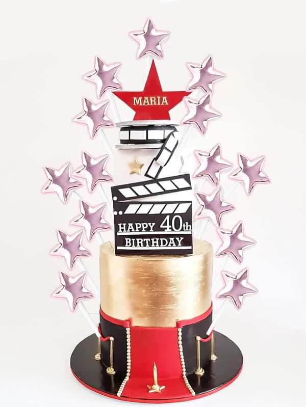 50pcs/set Plastic Cake Topper, Creative Star Shaped Cake Top Decoration