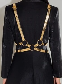 環鏈背帶式腰帶 - 金色 - 查看 2