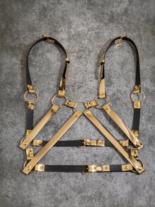 環鏈背帶式腰帶 - 金色 - 查看 4