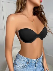 Solid Self-Adhesive Bra - Black - View 3