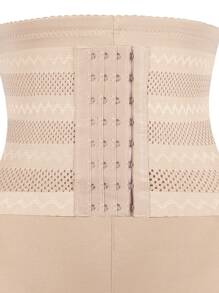 SHEIN High Waisted Lace Trim Seamless Shapewear Shorts For Women Firm Tummy Control Underwear - Apricot - View 3