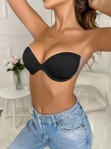 Solid Self-Adhesive Bra - Black - View 6