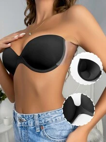 Solid Self-Adhesive Bra - Black - View 7