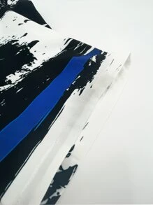 Manfinity Homme Men's Plus Size Casual Loose Brush Print Shirt Without Undershirt - Multicolor - View 3