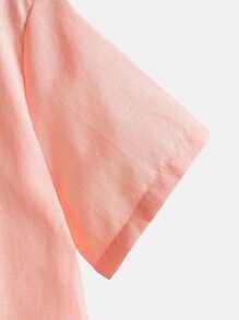 SHEIN 男孩素色前紐扣襯衫不帶T恤 - 珊瑚粉 - 查看 4