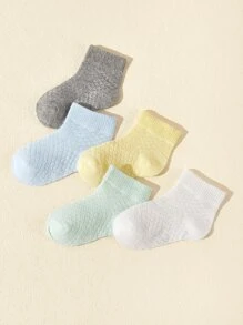 5pairs Baby Solid Socks - Multicolor - View 3