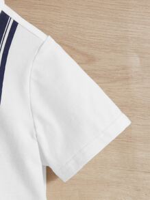 SHEIN Đứa bé trai In sọc Áo sơ mi & Quần short - Màu xanh hải quân - Xem 4