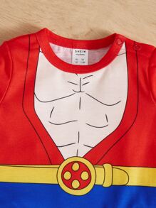 SHEIN Baby Boy Colourblock Button Front Romper - Multicolor - View 3