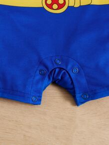 SHEIN Baby Boy Colourblock Button Front Romper - Multicolor - View 4