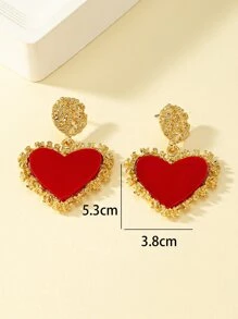Heart Drop Earrings Valentines,Mom,Mother,Mother's Day,Gift - Red - View 4