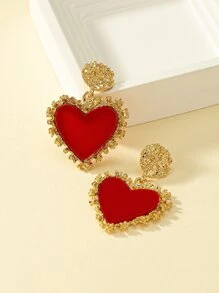 Heart Drop Earrings Valentines,Mom,Mother,Mother's Day,Gift - Red - View 5