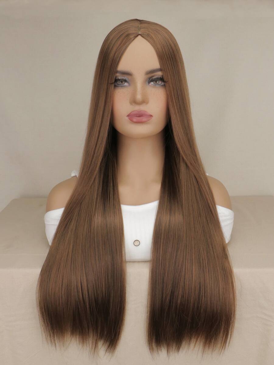 tóc giả dài thẳng sợi tổng hợp - Light Brown - Xem 1